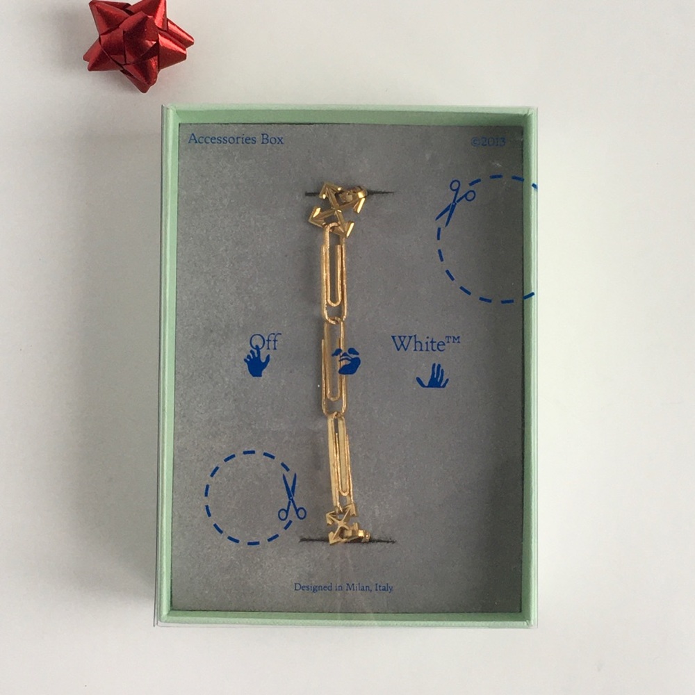 SOLD 💫 eBay- Off-White Paperclip and Logo gold-tone Bracelet, BNWB, Authentic
